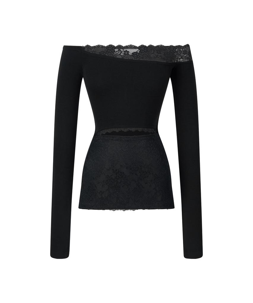 ILLIO Black Lace Off Shoulder Longsleeve