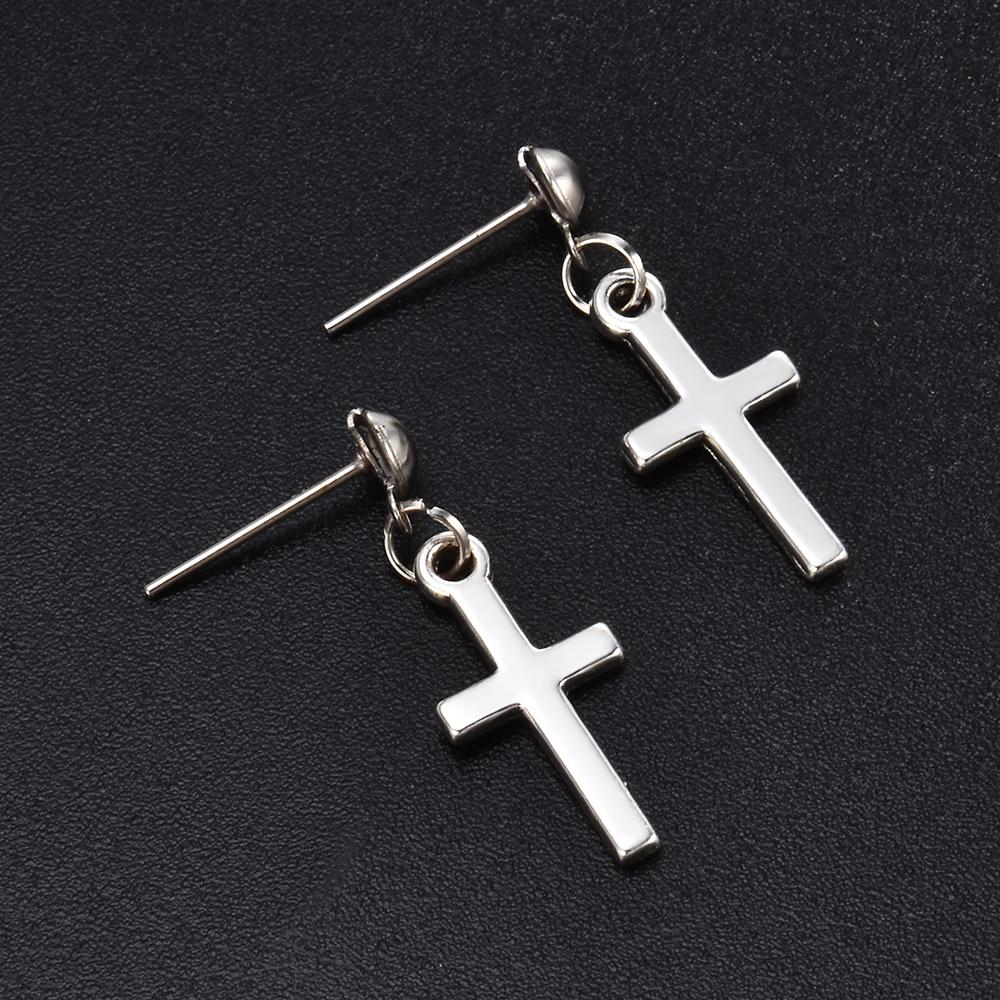 Fashion Men Women Metal Hoop Cross Drop Dangle Ear Studs Earrings Party Punk Earring Zircon Long Earrings