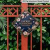 2D Flat, 1pc Cherry Blossom & Bird Wall - Vintage Aluminum Sign Suitable for Office Decor, Aluminum Plaque with Flowers, Gift for Oriental Floral