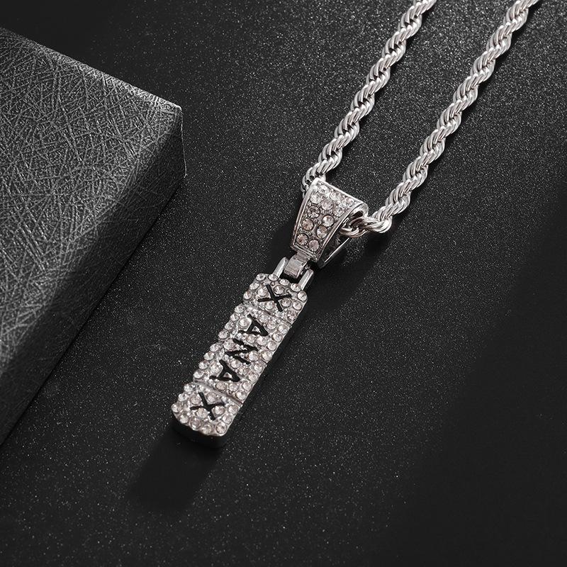 European and American Personality Exaggerated Hip Hop Necklace Mens Trendy Mens Necklace Full of Diamonds Punk Mens Hip Hop Necklace