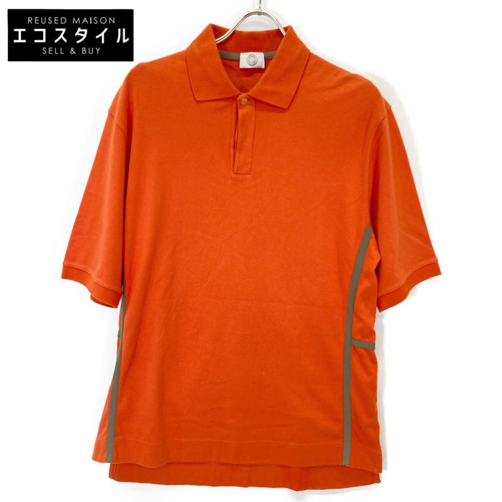 HERMES Orange cotton Serie button polo shirt tops XL OrangeUsed