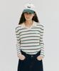 DEPOUND Striped Collar Open Pullover [Green]
