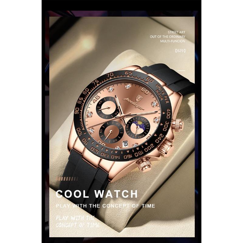 POEDAGAR Luxury Casual Top Brand Watch Business Sport Chronograph Date Luminous Waterproof Silicone Strap Watch Male reloj