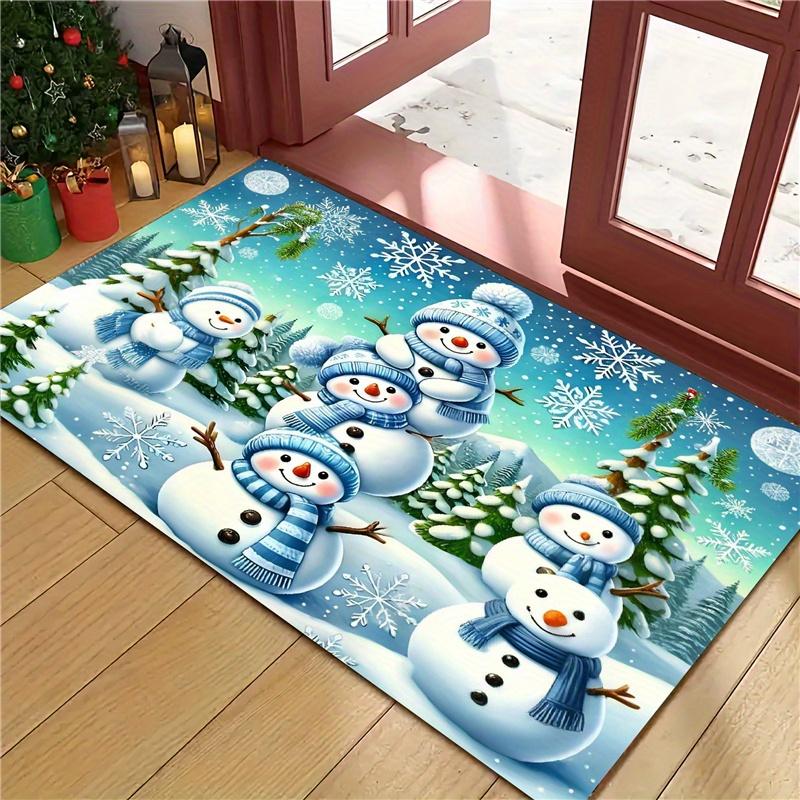1pc Festive Snowman Welcome Doormat - Indoor/Outdoor Flannel Mat for Christmas, High-Quality, Machine Washable, Ideal for Kitche