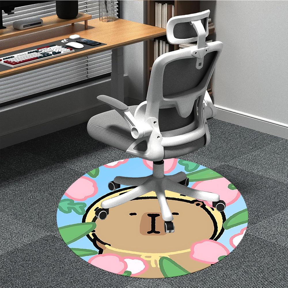 

1PC Cute Capybara Chair Carpet for Office Non-Slip, Lightweight, Machine Washable Rug for Office, Sleeping, Room - Holiday Decoryy251009066 80cm by 80cm