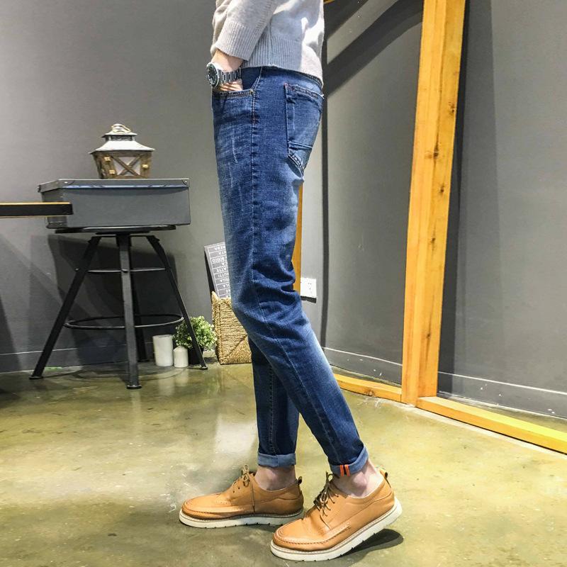 Stretch jeans Menns Små føtter Midt midje Trendy jeans Koreansk Fit Jeans