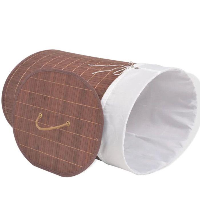 VidaXL Panier à linge ovale Bambou Marron