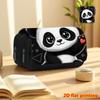 Cute Panda Print Double-Layer Flip-Top Pencil Case Suitable for School & Travel - Large Capacity Multi-Functional Organizer with Panda-Themed Compartm