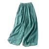 Lightweight Draped Flax Women's Pants Summer Loose Wide Leg Casual Slimming Nine Point Vintage Trousers for Women