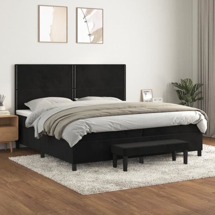 3137805 vidaXL Divan Bed and Mattress Black 200x200 Cm Velvet