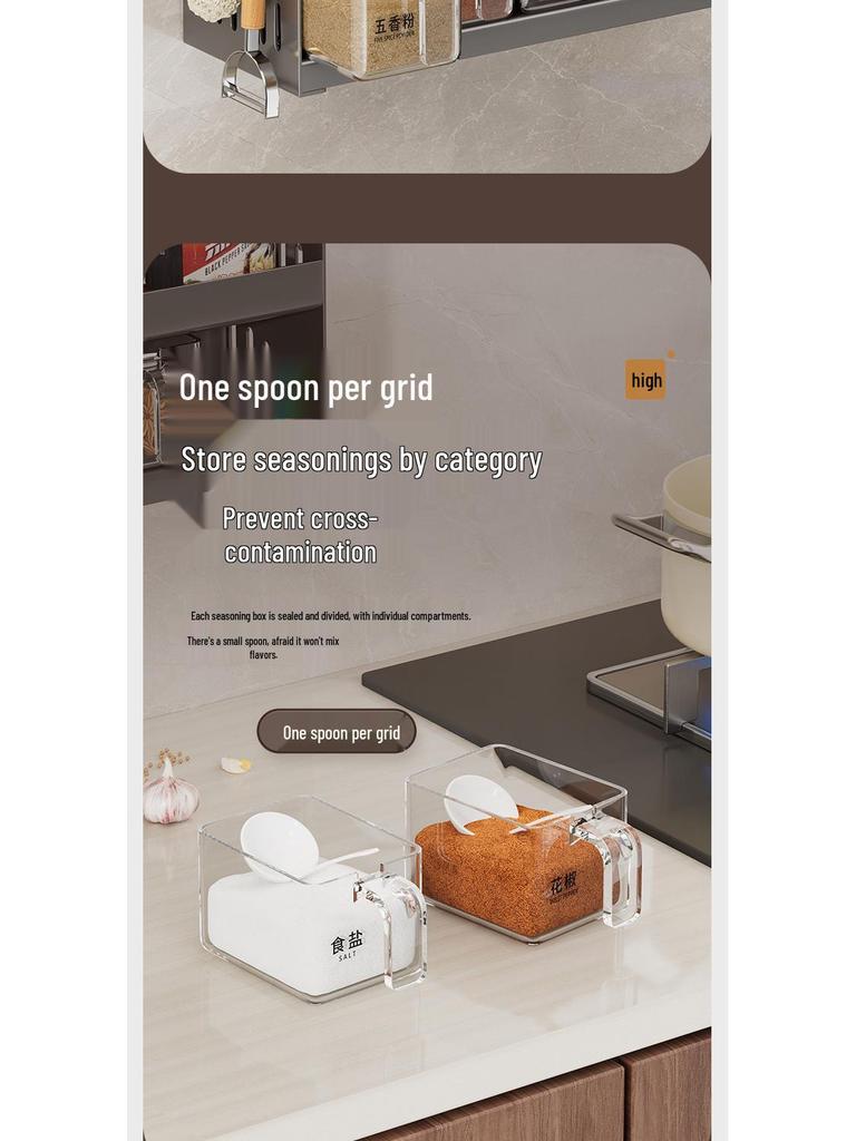 Multifunctional Kitchen Seasoning Rack: Multi-layer Storage for Seasonings, Knives, and Chopsticks