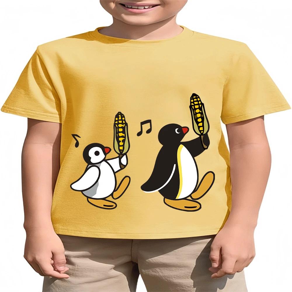 

Summer Fashion Hot Sale 2026 Boys and Girls Penguin Cartoon Print T-Shirt 160