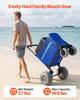Beach Cart with Large Wheels for Sand, 75kg Load Capacity, Heavy Duty Folding Beach Wagon with 300 mm Balloon Wheels, Storage Bag, 845-1140 mm