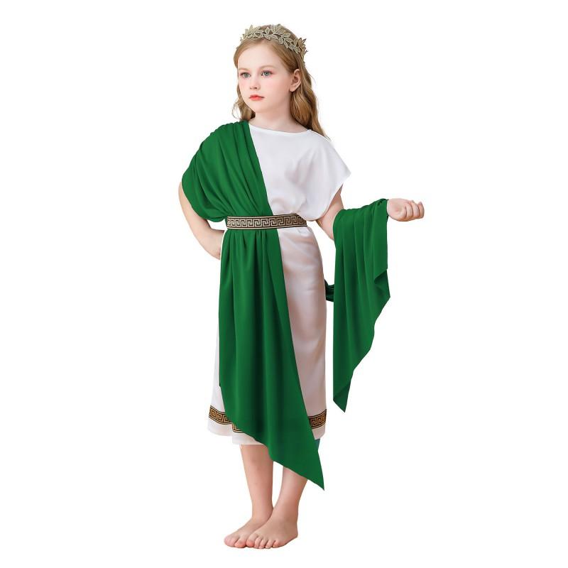 Disfraz de Mitología Griega para Niños Fiesta de Halloween Toga Romana Vestido Atuendo Cosplay Niñas 3-8 Años