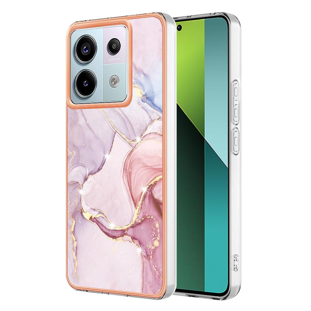 Etui TPU dla Xiaomi Redmi Note 13 Pro 5G/Poco X6 5G z wzorem marmuru IMD i galwanizowaną tylną okładką