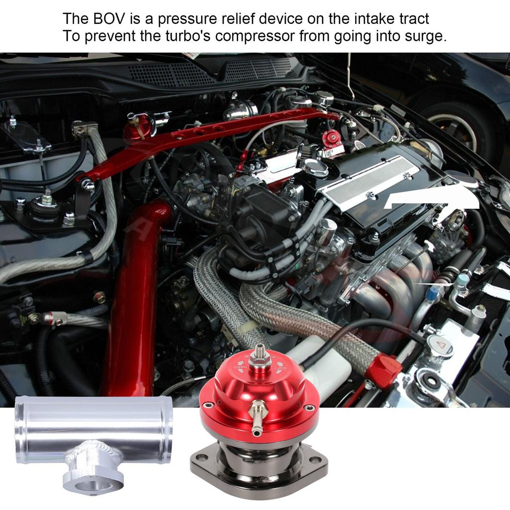 Red Universal Billet Aluminum Type-RS Turbo Blow Off Valve+2.5" BOV Flange Pipe