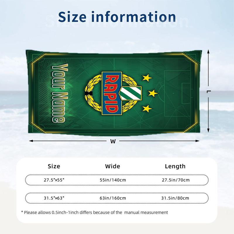 Beach Towel Rapid Wien FC Print Custom Name Text Soft Towel for Swimming Pool