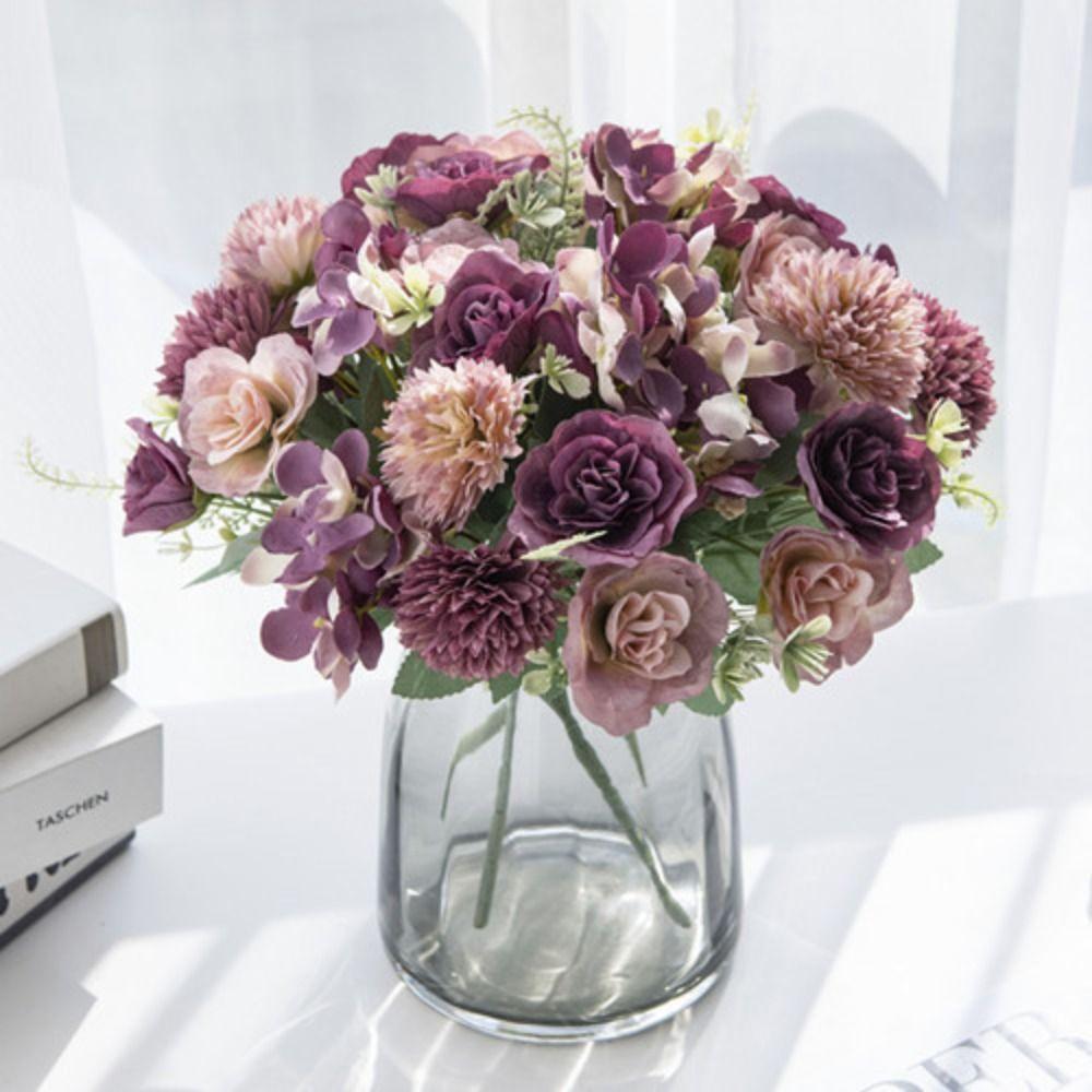 Beautiful 30CM Artificial Rose Flower Silk Peony Colorful Silk Hydrangea DIY Simulated Flowers Wedding Arrangements