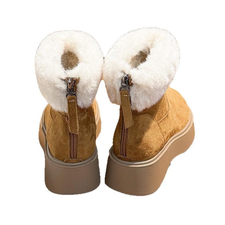 Counter Fleece Thick-soled Height-increasing Martin Boots 22 New Retro Fleece Warm Snow Boots