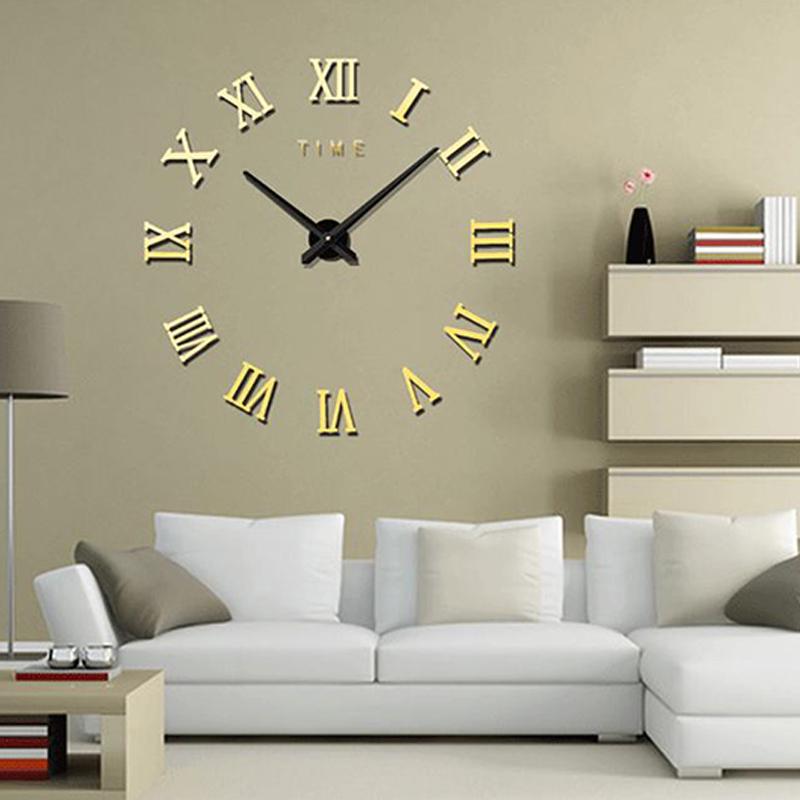 hot! Fashionable Roman Numeral Wall Clock DIY Wall Ornament Home Office Hotel Decoration Gift