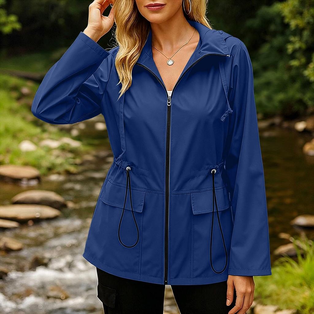Women's Windbreaker Jacket with Zipper for Outdoor Hiking and Travel