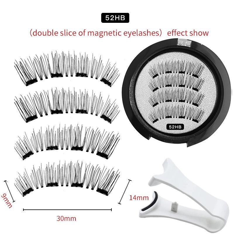 Europäische und amerikanische grenzüberschreitende Hot Sales Magnetische falsche Wimpern Klebstofffrei 4 Magnet Wimpern mit Clip Set Wiederverwendbare Wimpern