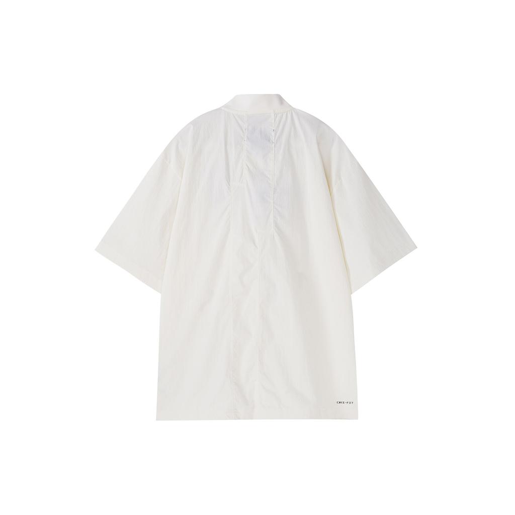 Jordan FW22 Solid Color Logo Print Zip-Up Short Sleeve Shirt Men Tops White DR2173-133