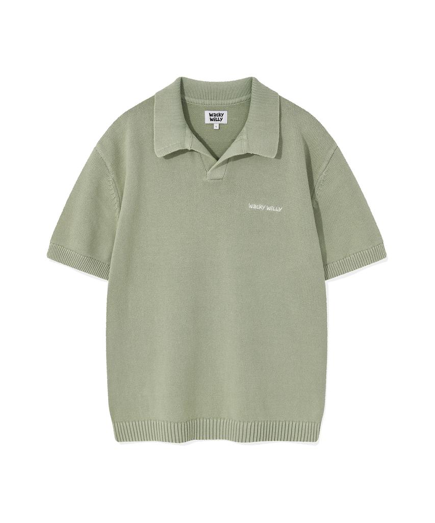 WACKY WILLY Vintage Washed Collared Knit Green