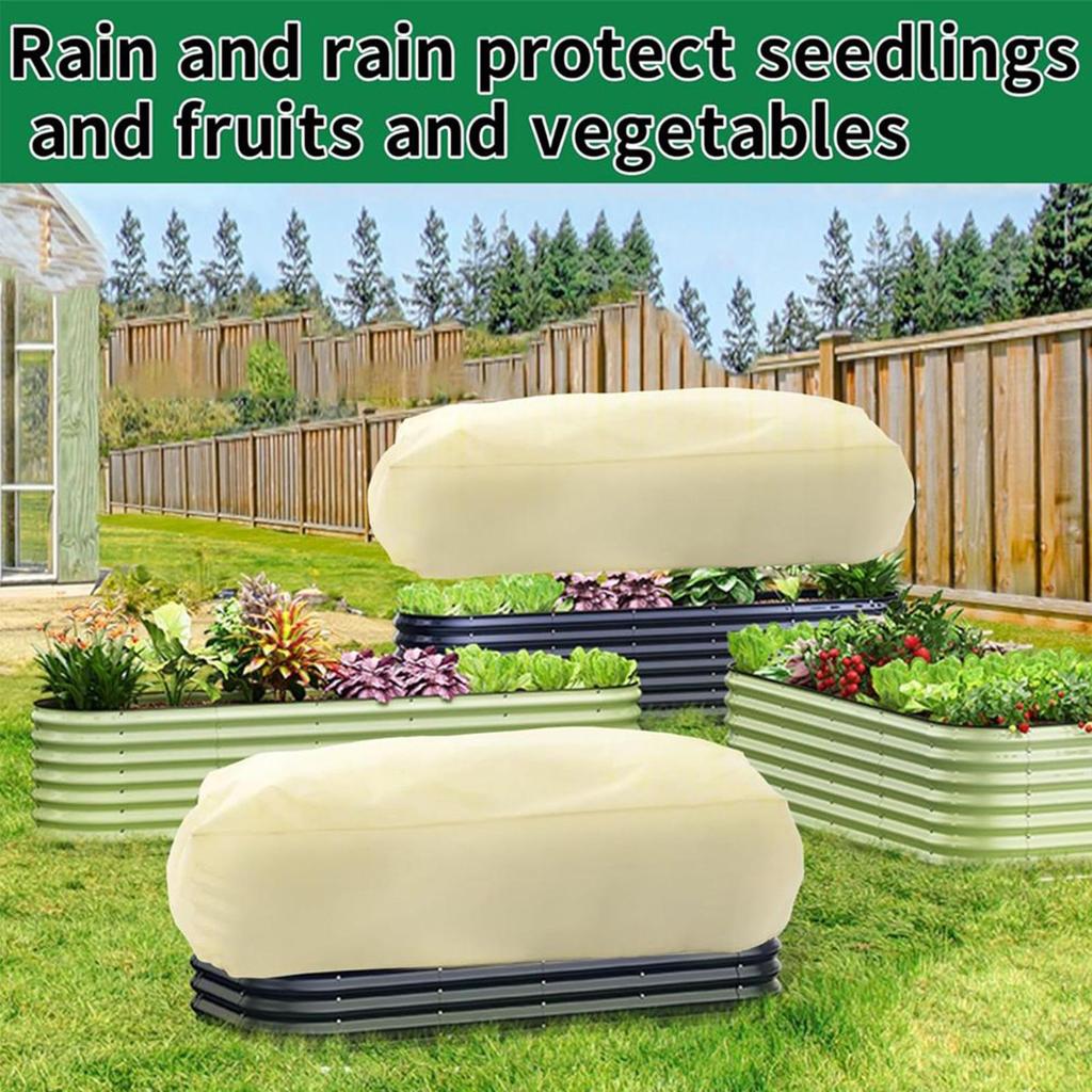 Raised Bed Cover 2 Pieces Rectangular Plant Protection With Drawstring Outdoor Plant Freeze Protection For Outdoor Garden Winter