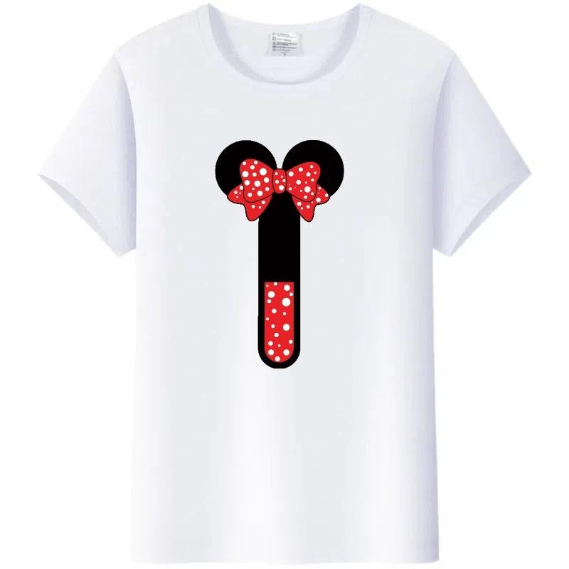 Fashion Blouses Letters Cartoon Mickey Mouse Minnie Printed Family T-Shirts Tshirt Harajuku 90S Top Gift Unisex