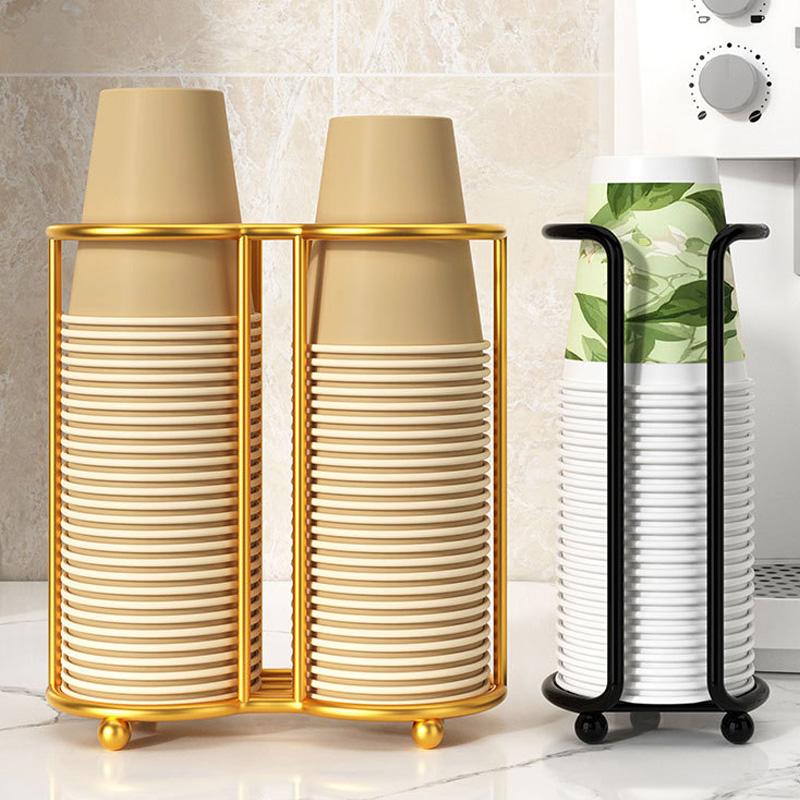 1 buc Suport Depozitare Ceai Cupă de Unică Folosință Suport de Afișare de Lux Grilă Dublă Raft pentru Căni din Fier