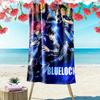 Blue Lock Print Beach Towel, Large Soft Quick Dry Towel for Beach Camping Swimming