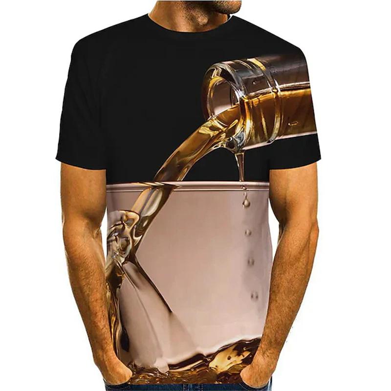 

Летняя футболка с круглым вырезом и 3D-принтом пива, модная, повседневная, с коротким рукавом, мужская 6XL