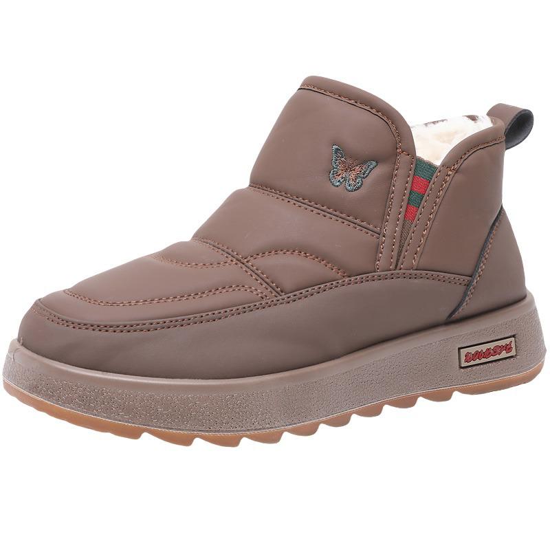 2025 Women's Old Beijing Thick Sole Snow Boots - Slip-on Cotton Shoes with Plus Velvet for Winter Warmth