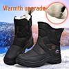 Men's Black High-Top Winter Snow Boots - Thickened, Non-Slip, Warm Cotton, With Zipper