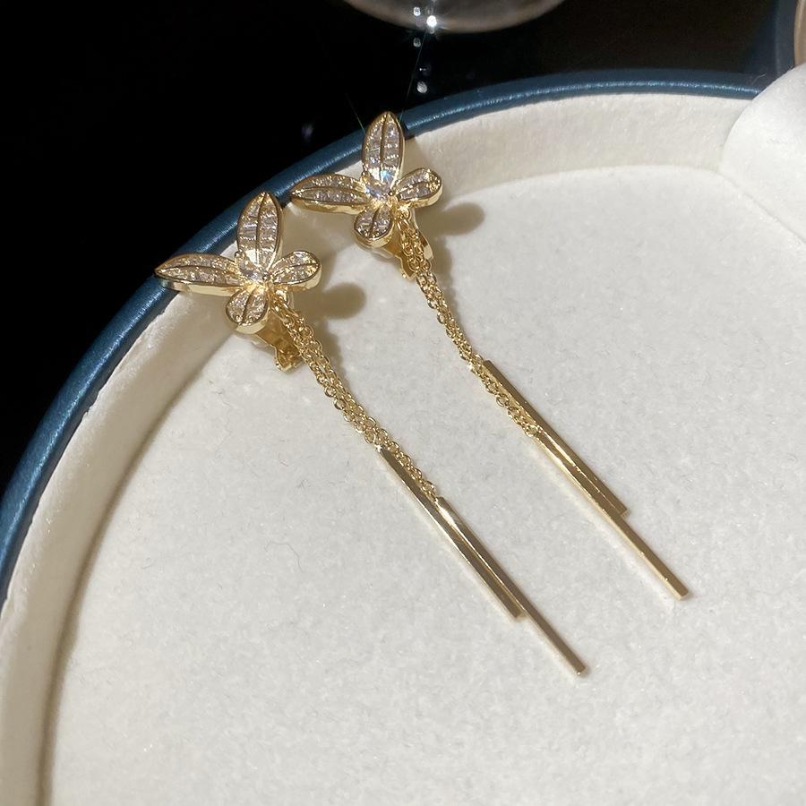 Butterfly Tassel Ear Clips Women Elegant Luxury Ear Jewelry