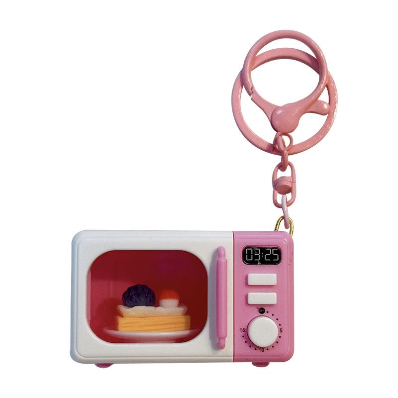 Creative Light-Up Microwave Keychain: Cute Student Bag Accessory, Pendant, and Gift