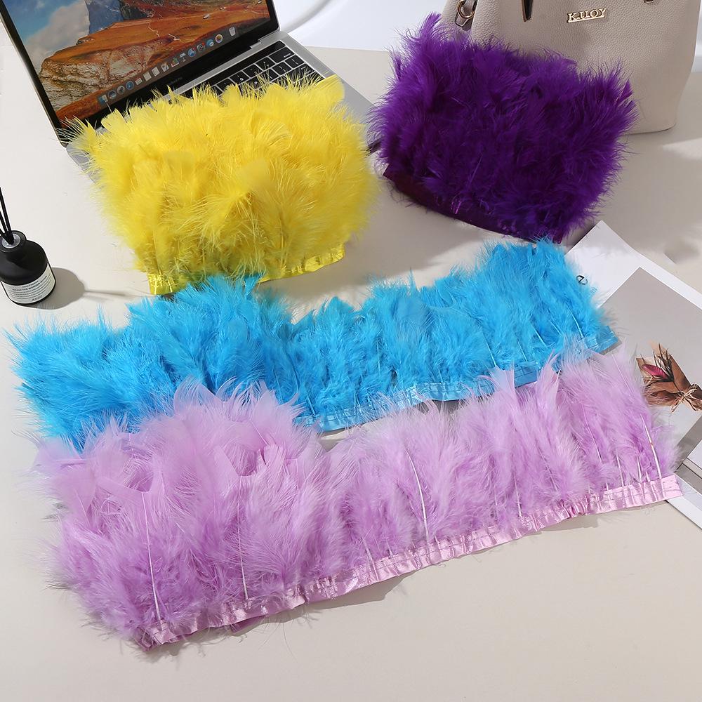 Turkey Feather Velvet Ribbon for DIY Wedding, Latin Headwear, and Clothing Accessories