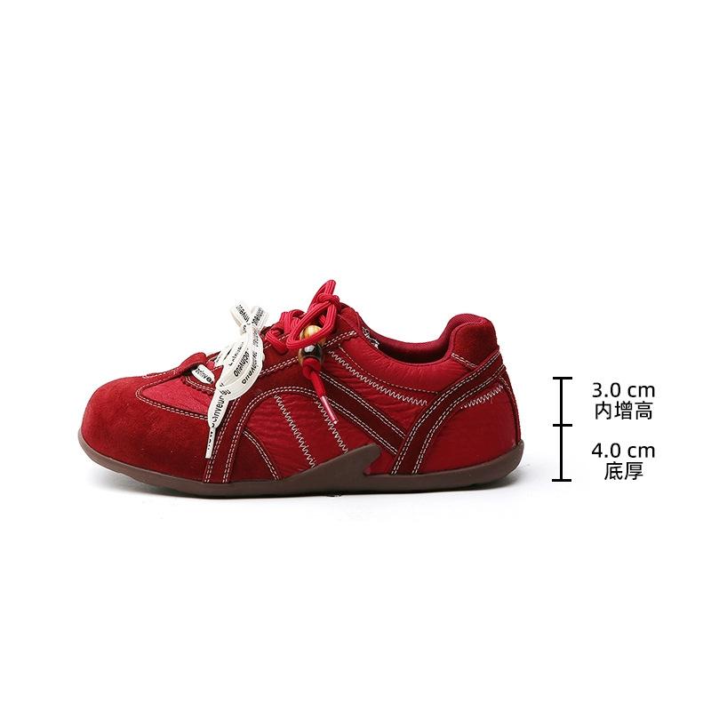Cowhide Version Autumn New Retro Inner Height Increase Women's Double Lace-up Outdoor Casual Shoes