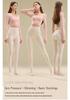 1913 Smoky Grey High-Waist Stretch Cotton Stripe Footless Tights - Comfortable, No-Sag, Perfect for Women in Autumn/Winter.