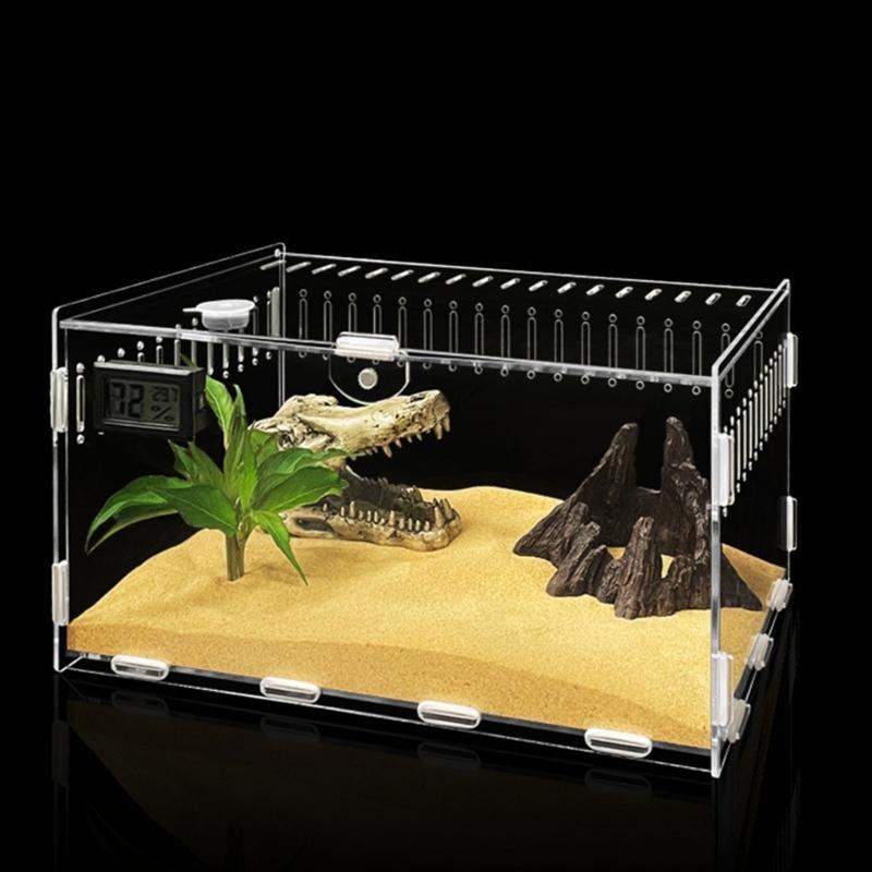 Insect Feeding Box Acrylic Clear Breeding Case for Spiders Reptiles Lizards Centipedes Small Snake 2 Size