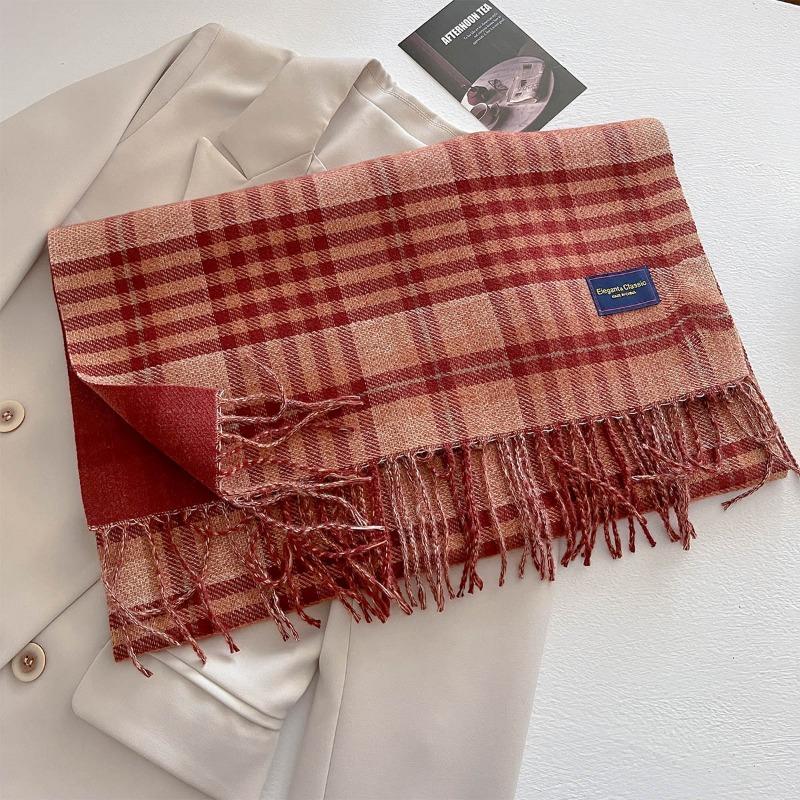 Autumn and Winter New Imitation Cashmere Plaid Scarf Women's Daily Couple Thickened Warm Scarf Shawl