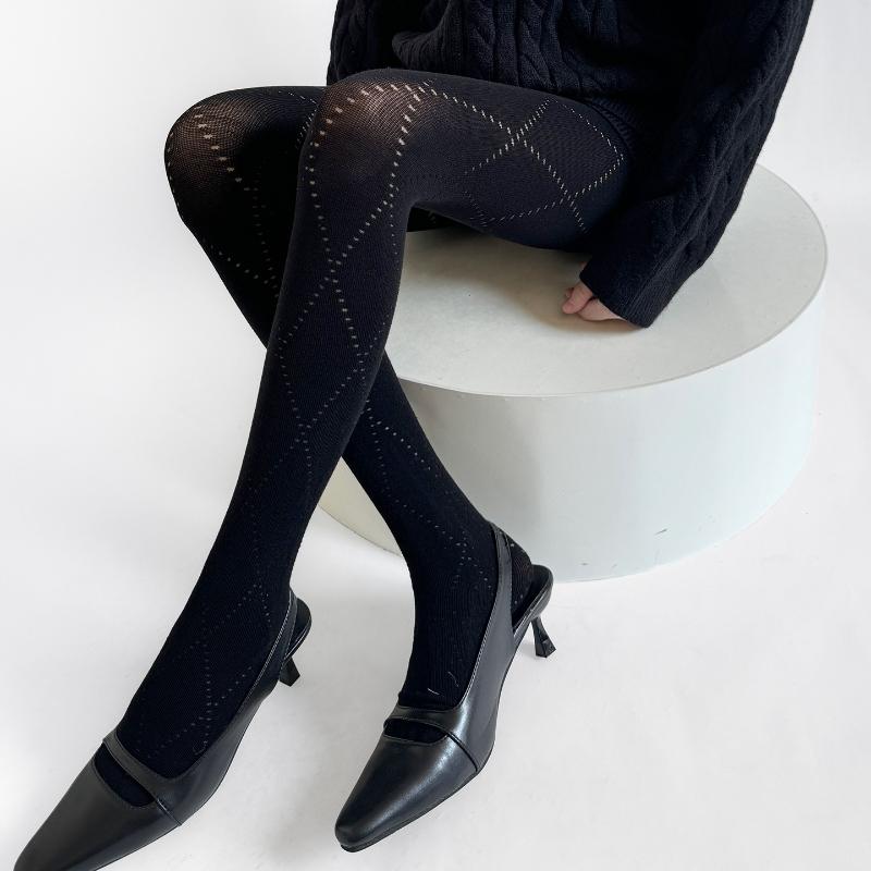 Women'S Tights Autumn And Winter Retro Rhombus Jacquard Elastic Cotton Pantyhose Women Lingerie Hosiery Body Stockings Pantyhose