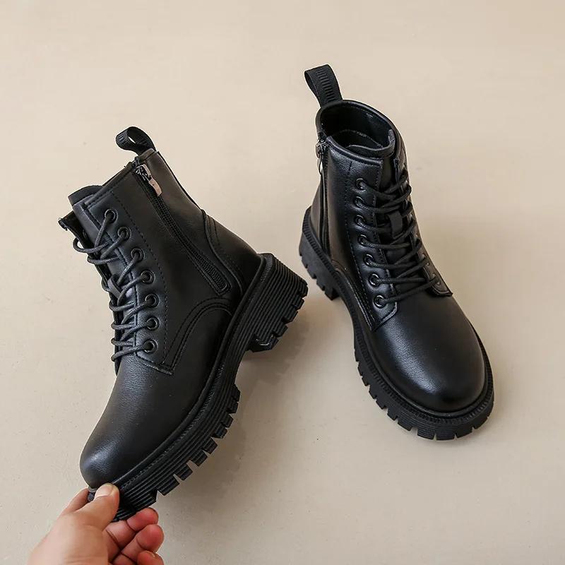 Fashion Riding Boots Women British Wind 2024 New Spring and Autumn Single Boots Platform Ankle Boots