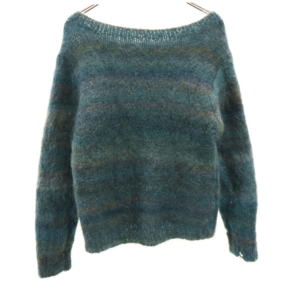 Vintage 60s 70s Long Sleeve Mohair Knit Green Sweater Men's Used