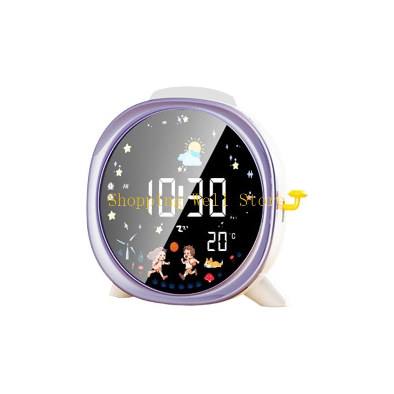 KX4B Digital Alarm Clock With Night Light Auto Dimming LCD Screen Modern Bedroom Essential and Child Friendly