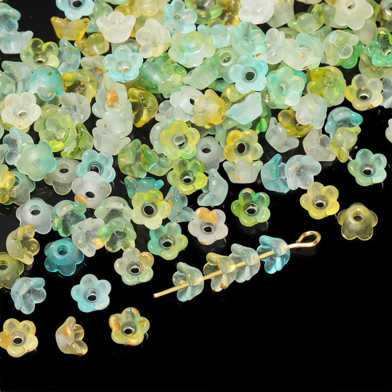 

50 шт./Лот Градиентные Акриловые Бусины-Цветы Колокольчик Разделительные Бусины Колпачки Для DIY Шармов Браслетов Изготовления Ювелирных Изделий Фурнитура Аксессуар