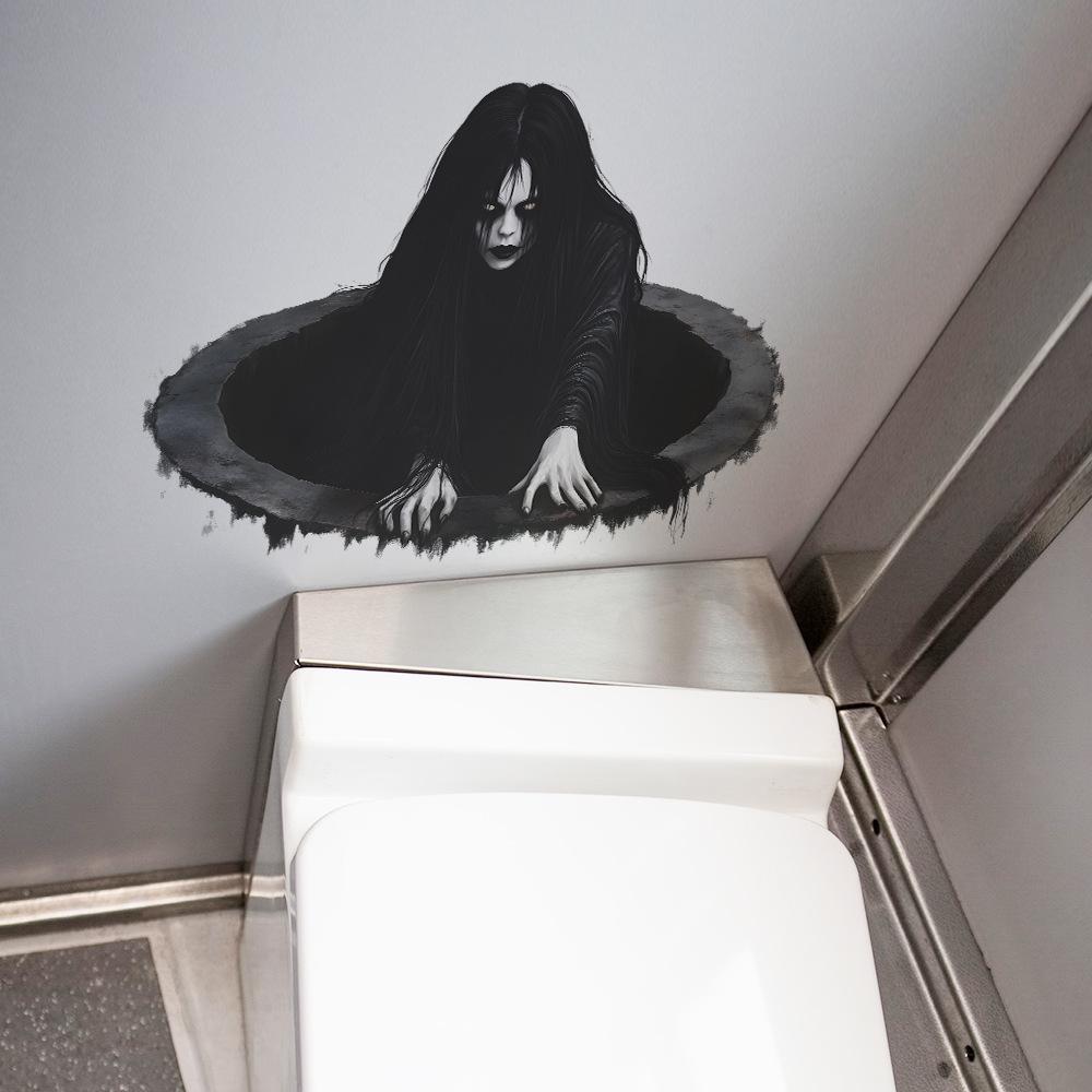 Halloween Simulation Horror Female Ghost Bedroom Living Room Floor Atmosphere Decoration Stickers