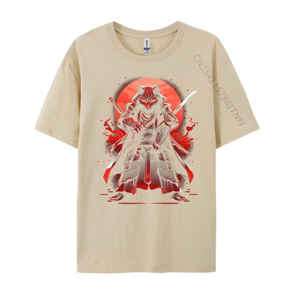 Cat Samurai Ninja Cat Samurai Art Ukiyo E Grey Shirt Graphic Tee Female Mens T Shirt Camisetas Hombre
