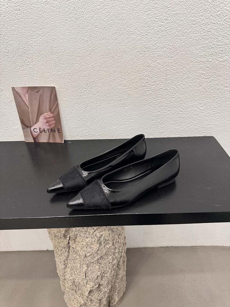 fashion Pointed Toe Women Loafers Autumn Spring Dress Shoes 2024 New Arrivals Casual Black Brown White Flock Fashion Slip On Office Shoe